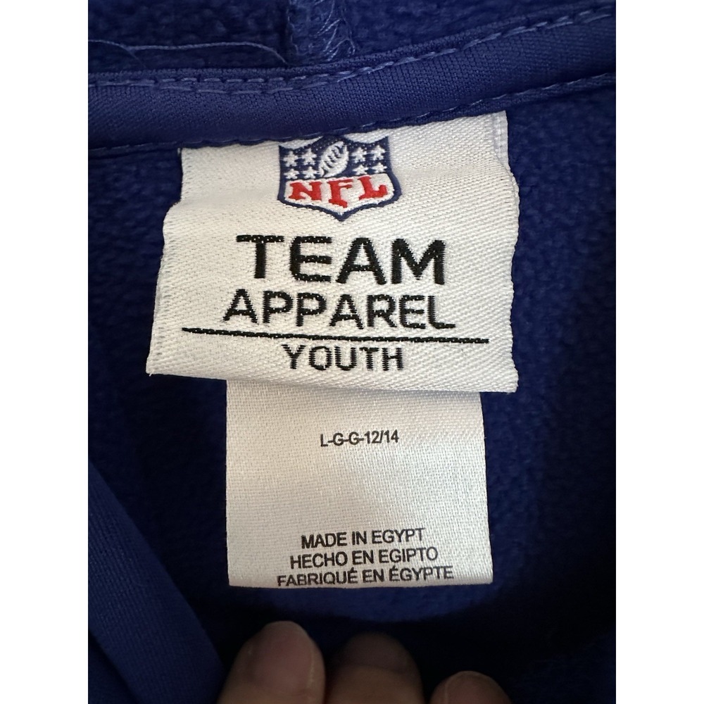 New‎ York Giants Blue NFL Team Apparel Kids Hooded Sweatshirt Size Youth Large - Picture 4 of 9